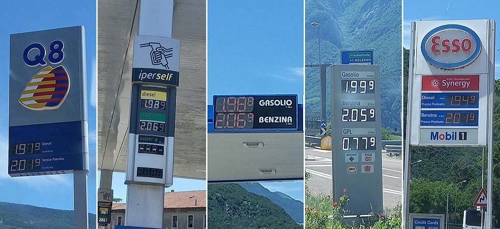 Caro carburanti, nei distributori trentini la benzina sopra i 2 euro, anche al self